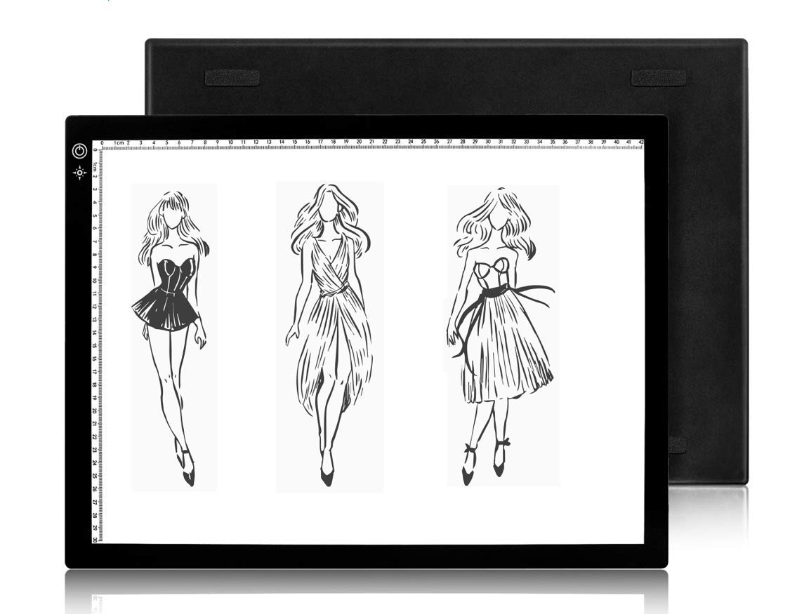 DoogleBooks® Magnetic LED Tracing Board Light Pad –with Carry Case & Magnetic Clips–3 Color Modes–Adjustable Brightness–Illustration, Graphic Design, Digital Art, Sketching (A3)