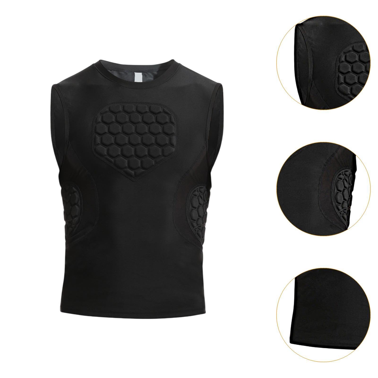 F Fityle Camisa de compresión Acolchada para Hombre Protector de Costilla de la Costilla aliviable Chaleco de compresión de Equipo de protección para Rugby de