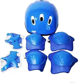 Kit de Proteção Infantil 7 Peças, Capacete, Joelheiras, Cotoveleiras e Munhequeiras, Preto, para Crianças Acima de 3 Anos, Equipamento de Segurança para Patins, Skate e Patinete