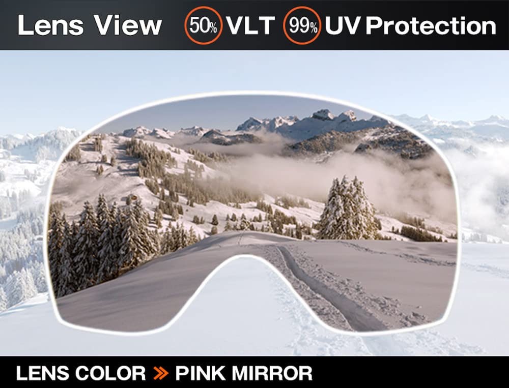 ZERO TECH BASE Compatible Replacement Lens for Smith I/OX Snow Goggles Pink Mirror
