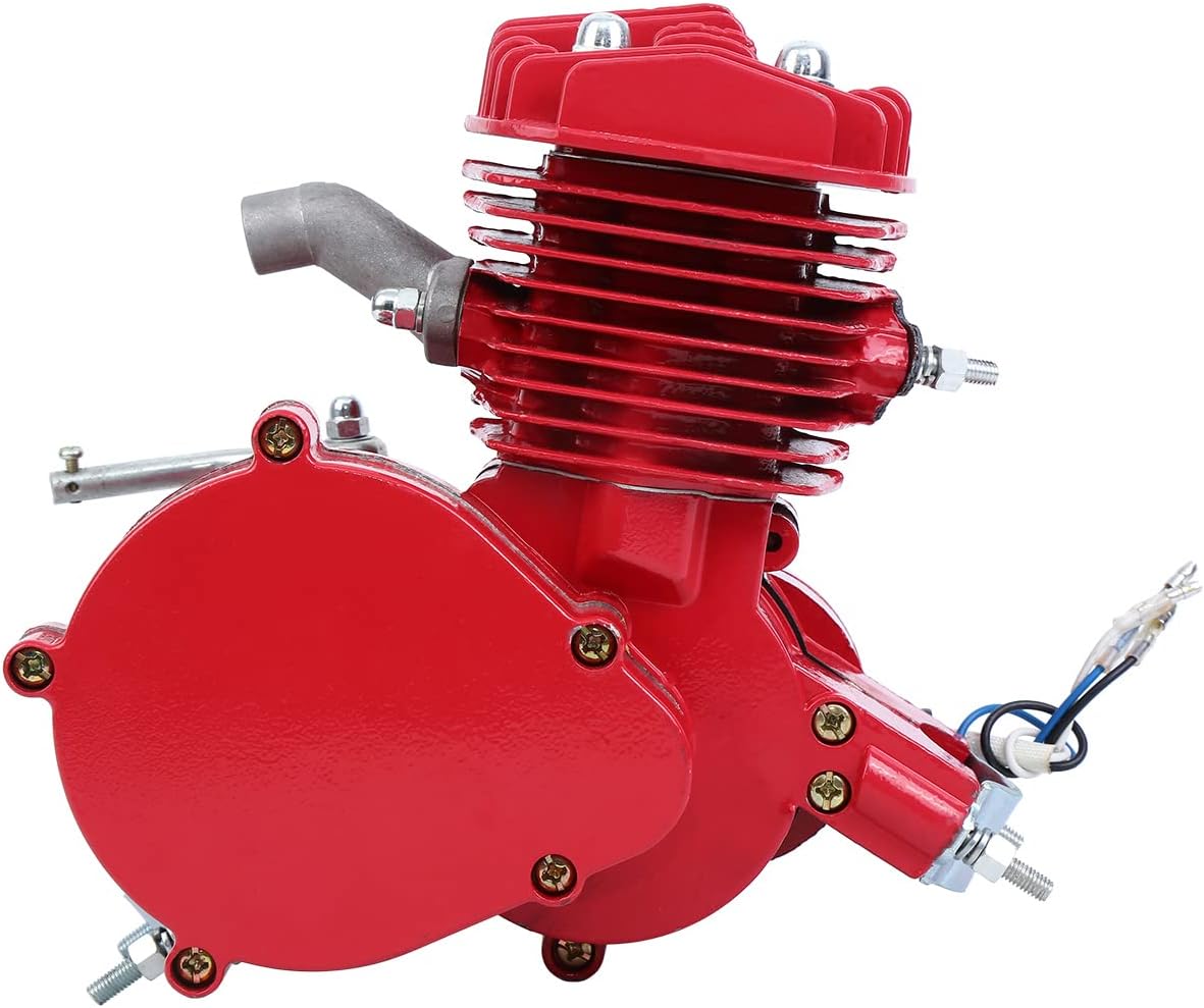 Sange 2 Stroke Cycle Petrol Bike Gas Motor Conversion Kit Air Cooling Motorized Engine Kit (80cc,Red)