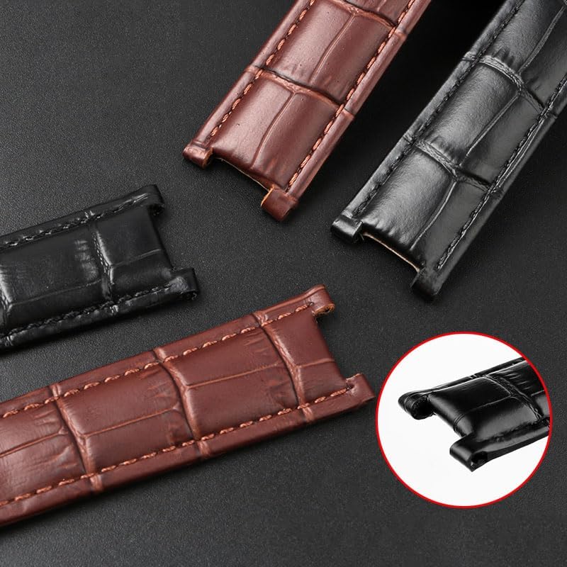 18 * 10mm 20 * 12mm Cowhide Leather Strap Concave Brown Black Calfskin Bracelet Folding Buckle For WSPA0009 Watchband