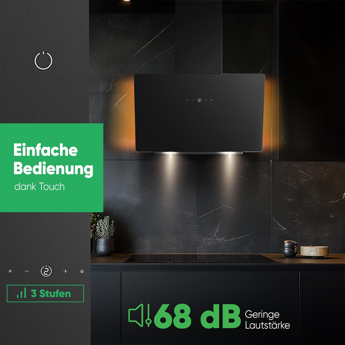 Bomann Dunstabzugshaube 60cm Umluft & Abluft leise Kopffreihaube DU 7611 G
