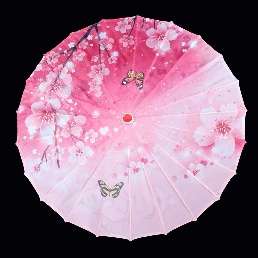 Olejowany papierowy parasol damski ręcznie robiony olejowany papierowy parasol wiatroodporny chiński klasyczny parasol taneczny (różowy)