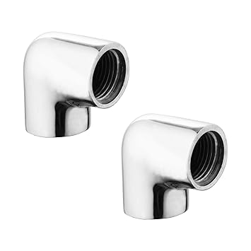 Ruhe Pipe Fitting Connector | Full Brass Elbow For Pipe Fittings | (Chrome Finish) | (Pack of 2)