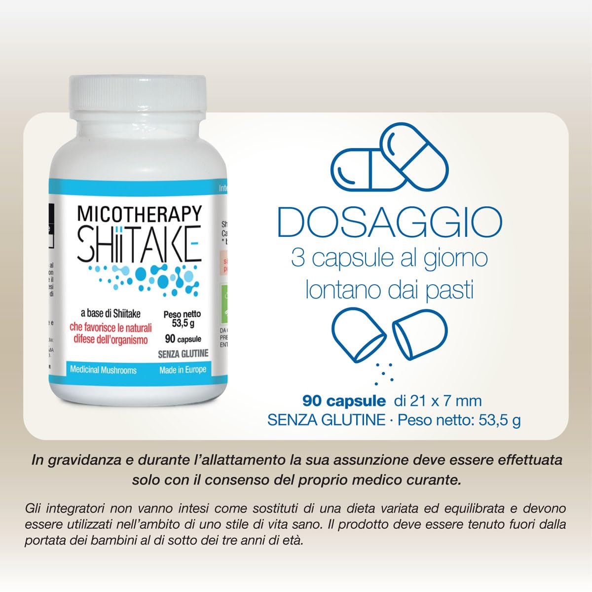 AVD REFORM | Micotherapy Shiitake – Integratore con Shiitake (Lentinula edodes) da coltivazione biologica per vitalità e difese naturali – 90 capsule – Prodotto in Italia