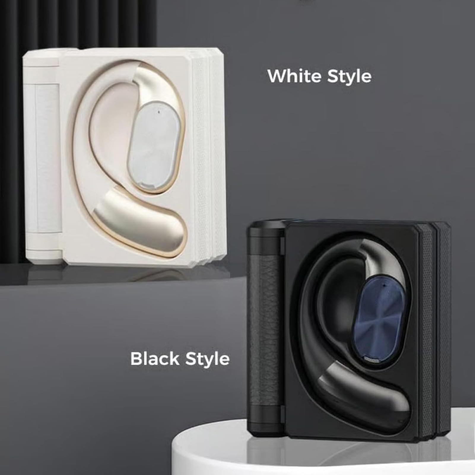 Auricolari Bluetooth, Auricolari con Cancellazione del Rumore de'orecchio Aperto a Doppia Piega (WHITE)