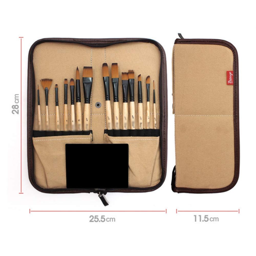 Set de 14 Pinceles para Pintura acrílica y Acuarela con Estuche para lápices, Ideal para Estudiantes, Artistas y para Pintar y Dibujar (Talla única D).