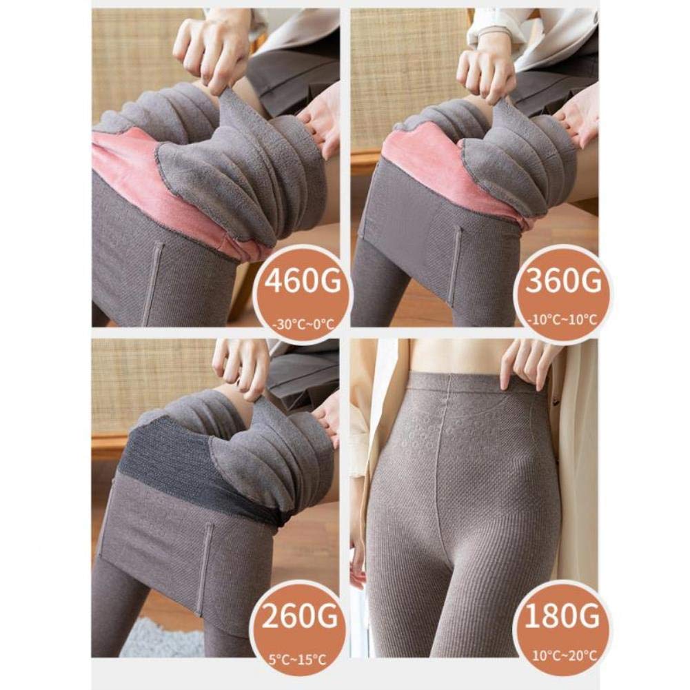 UKKO Leggings Winter Warme Leggings Damen Dicke Hohe Taille Plus Samt Leggings Damenkompression Hohe Elastische Schlanke Leggings-White,460G Style2