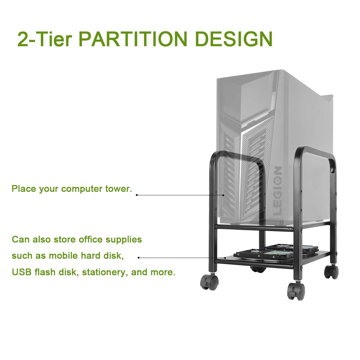 Computer Tower Stand, 360Tronics Adjustable Desktop ATXCase CPU Holder