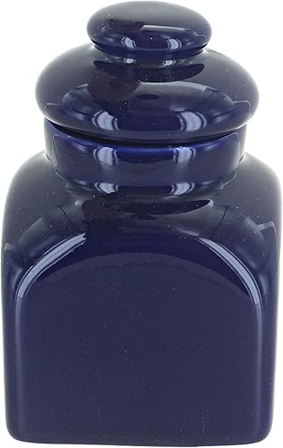 Contenedor cuadrado pequeño de cobalto de cerámica polaca rosa azul