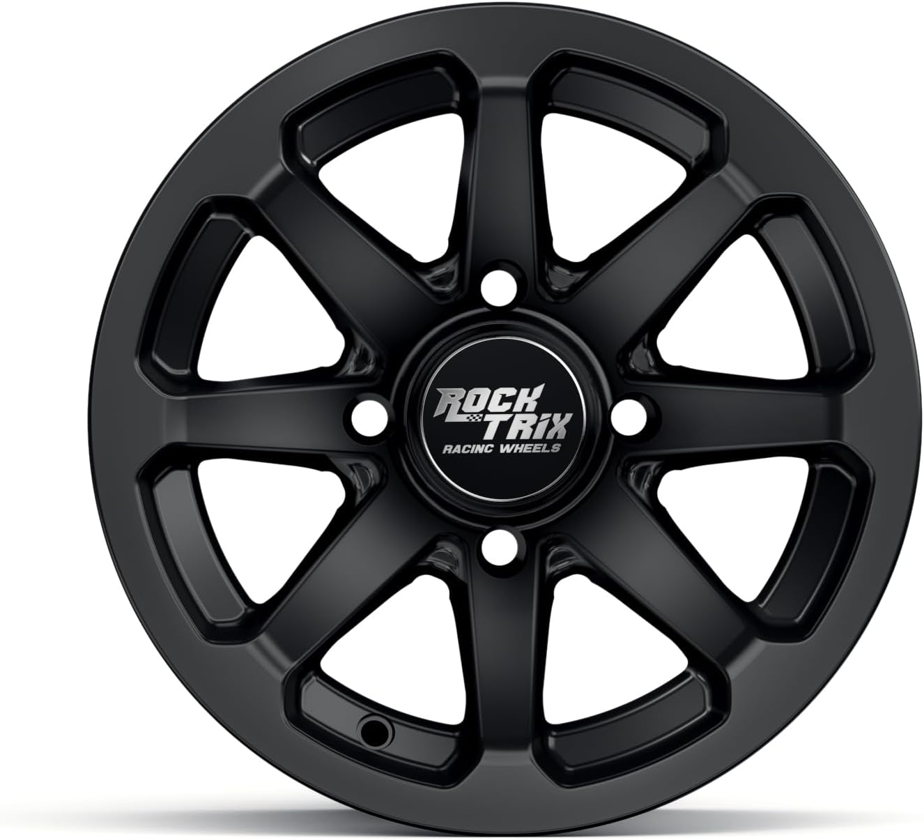 RockTrix RT102 12x7 ATV Wheel 4x110 Matte Black 2+5 Offset (ET-47) for SRA, 12 Inch Rim Compatible with Honda Foreman Rubicon Rancher, Also fits Suzuki Twin Peaks Vinson, 1pc Single