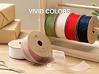 Vista 6 de Vitalizart - Cinta de gasa verde salvia de organza, cinta transparente de 1 pulgada x 30 yardas, cintas de tela hechas a mano para envolver regalos