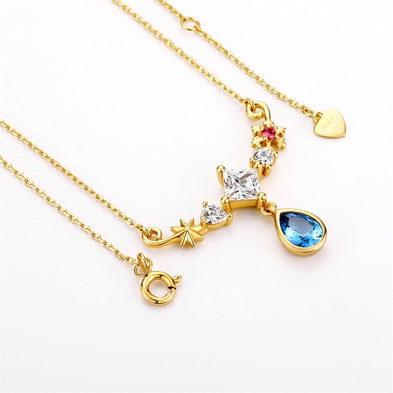 Collane Collana da Donna in Argento Sterling 925 Nano Blue Zirconio Collana di Goccia di zirconio Elegante Collana Pendente Collana da Donna