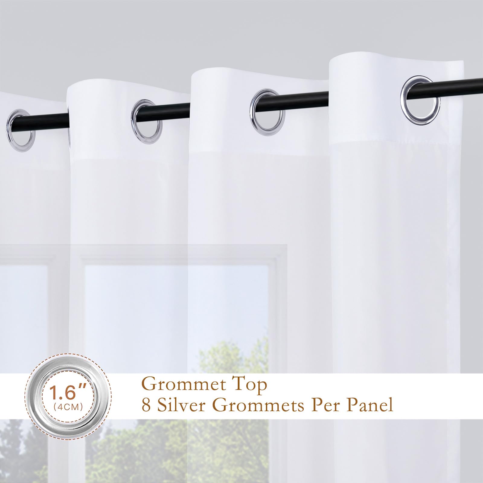 L.Z.E White Voile Curtains for Living Room 63 Inch Drop Sheer White Curtains & Drapes for Bedroom 160 cm Length Short - Image 4