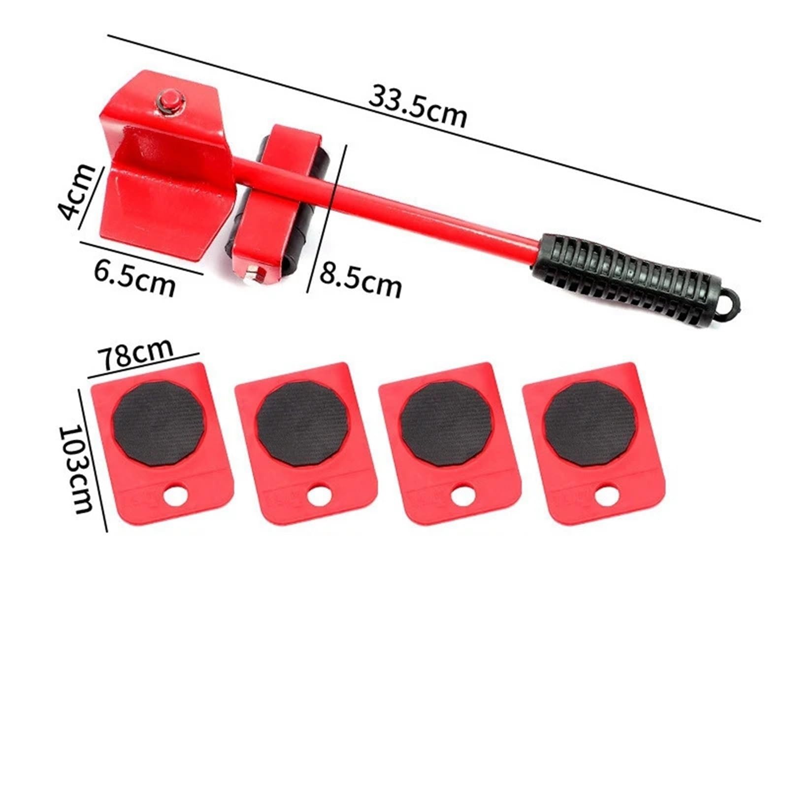 Kit di trasloco per mobili pesanti, 5 pezzi, carrelli professionali e strumenti di sollevamento della ruota, ingranaggio facile per traslochi, colore rosso, forniture per traslochi durevoli ed