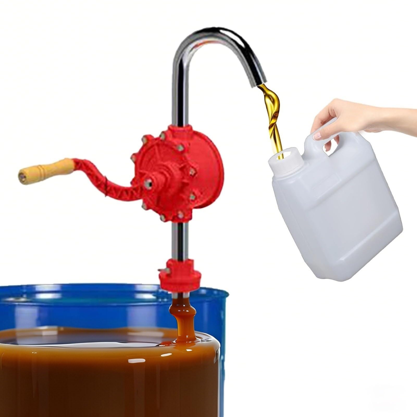 55-Gallon Drum Pump for Oil & Water - Heavy Duty Rotary Transfer Pump with Discharge Hose, Ideal for Farm/Warehouse/Construction Site Use
