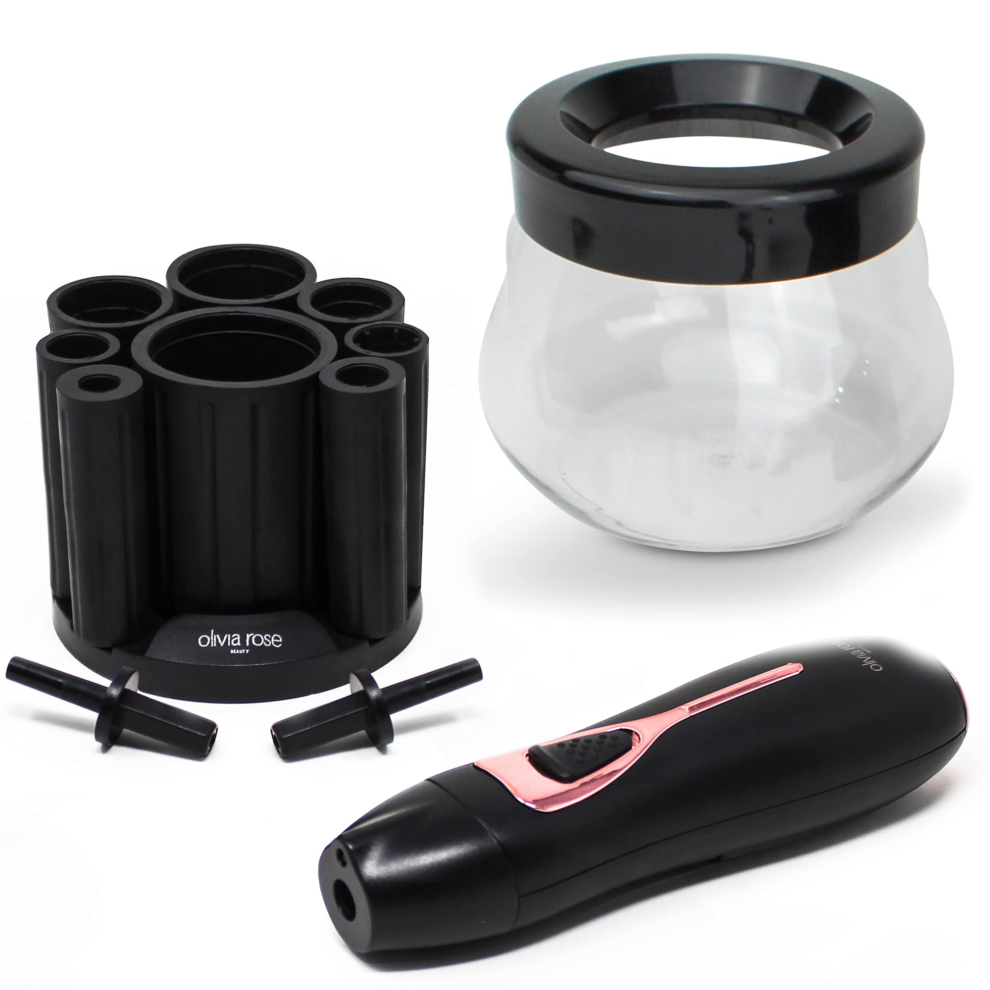 Olivia Rose - Cordless Makeup Brush Cleaner- Black/Rose Gold