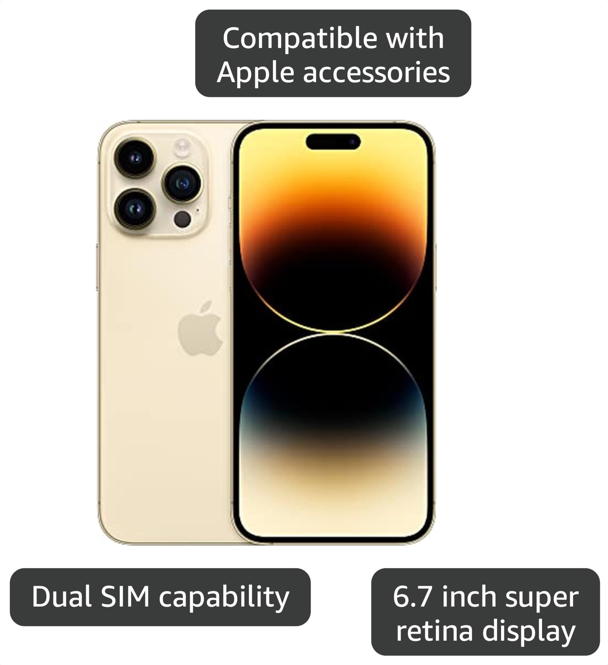Amazon.com: Apple iPhone 14 Pro Max, 128GB, Gold - Locked to T