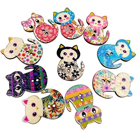 Bluelans® 50PCS Mixed Cartoon Wood Buttons Cover