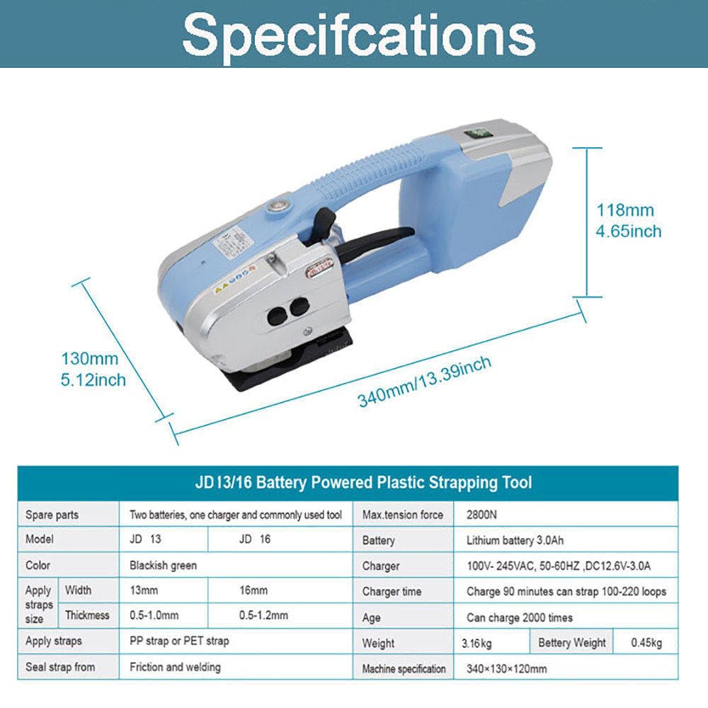 DFEDHF Electric Strapping Machine- Tensioning/Cutting/Strapping 3-in-1, Handheld Automatic Welding Strapping Machine, 2800N Portable Electric Baler for 1/2-5/8Inch PP/PET S