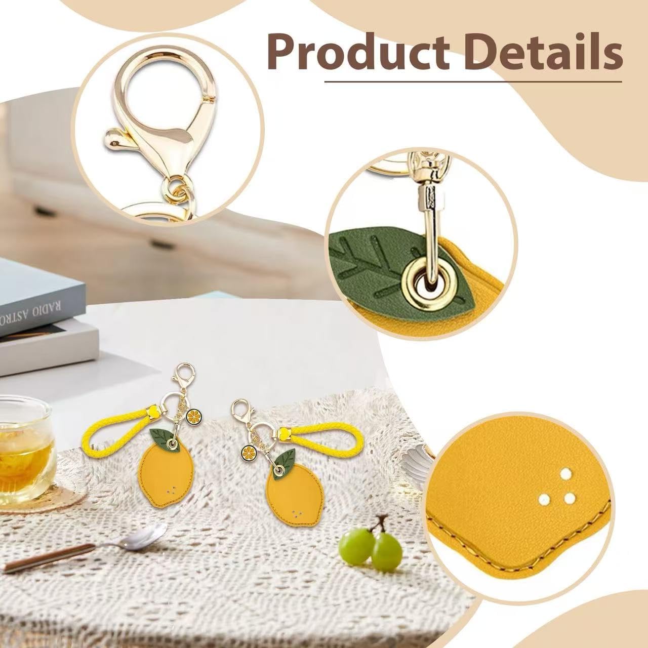 Leather Holder with Keychain Compatible with Air Tag 2nd&1st Gen image 2