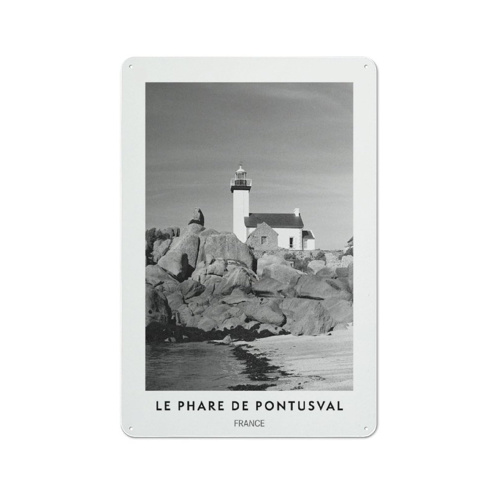 Junmoney Style-13 Smart Lighthouse On Rocky Coast Office Metal Sign 30X20cm, Creative Space Decor For Home Office, Reading Corner Or Bedroom
