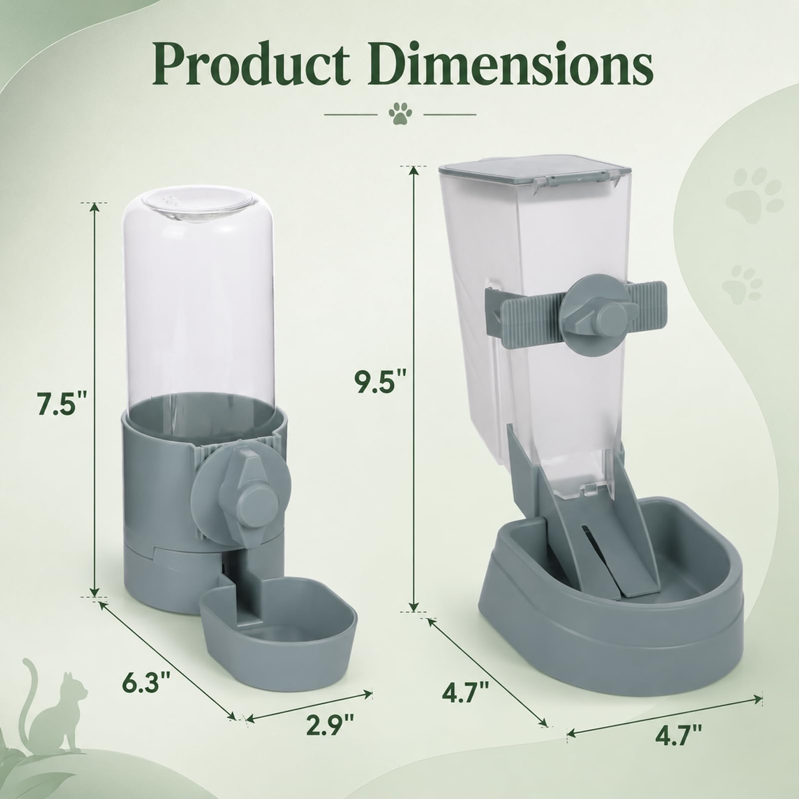 Hängender Futter- und Wasserspender für Haustierkäfig, 1 L Futterspender und 500 ml Wasserer, Hängeflaschen- und Napf-Set für Kaninchen, Katze, kleinen Hund, Frettchen, Welpen