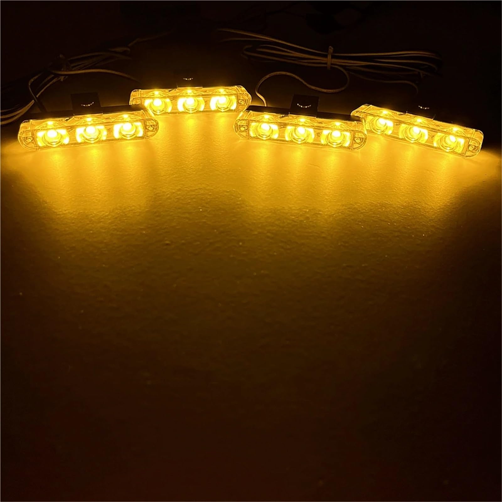 Luz estroboscópica for parrilla de coche de 12 V con 4x3 LED, minilámpara intermitente, luces de circulación diurna, luces de emergencia policiales, baliza.(Yellow White)