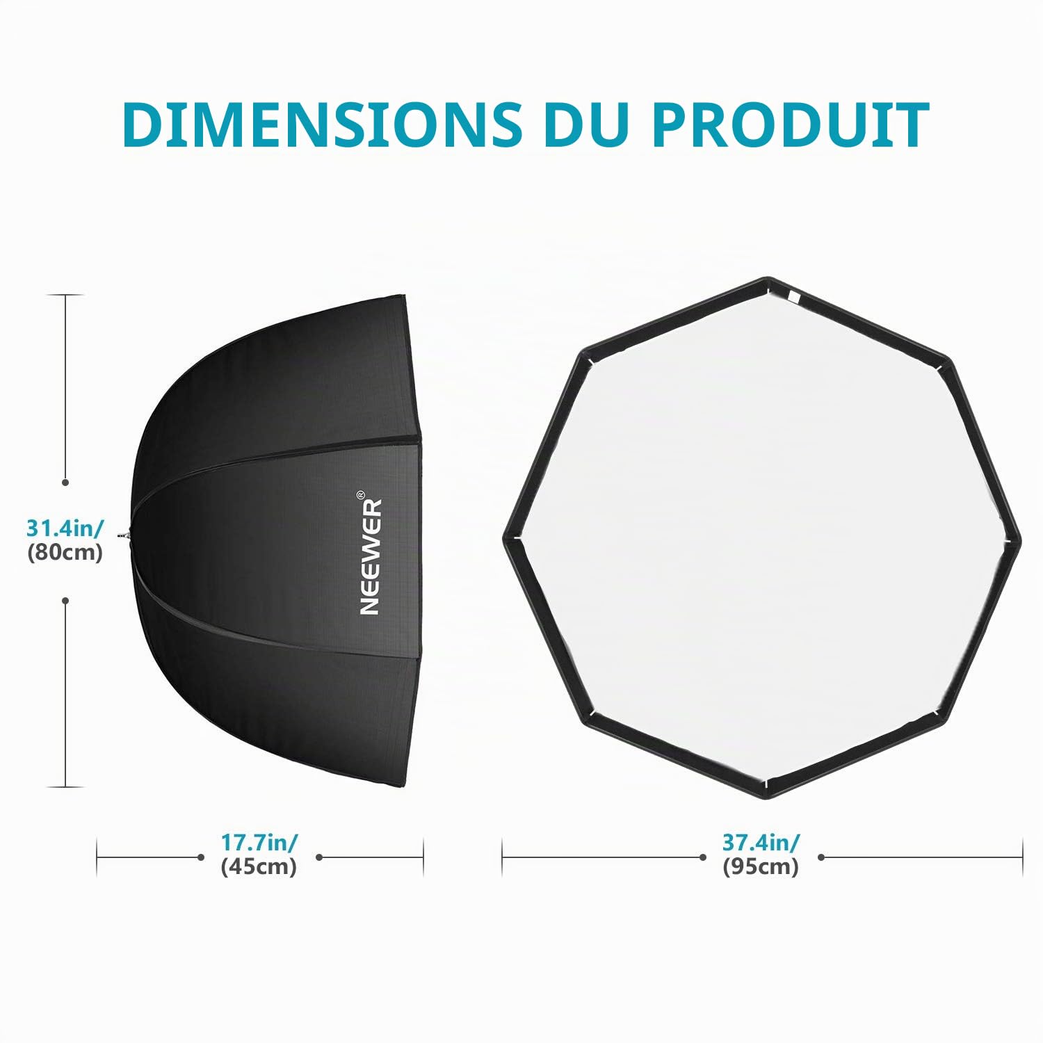 Neewer Boîte à lumière octogonale de 95 cm avec Sac de Transport Compatible avec Speedlite, Studio Flash, Parapluie Portable pour Photographie de Produit de Studio Photo