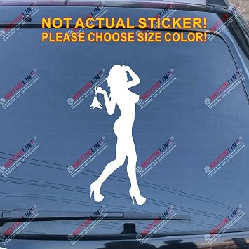 Sexy Lady Devil Girl Naked Underpants Car Decal Sticker Vinyl Pick Size Color White, 8 20.3cm