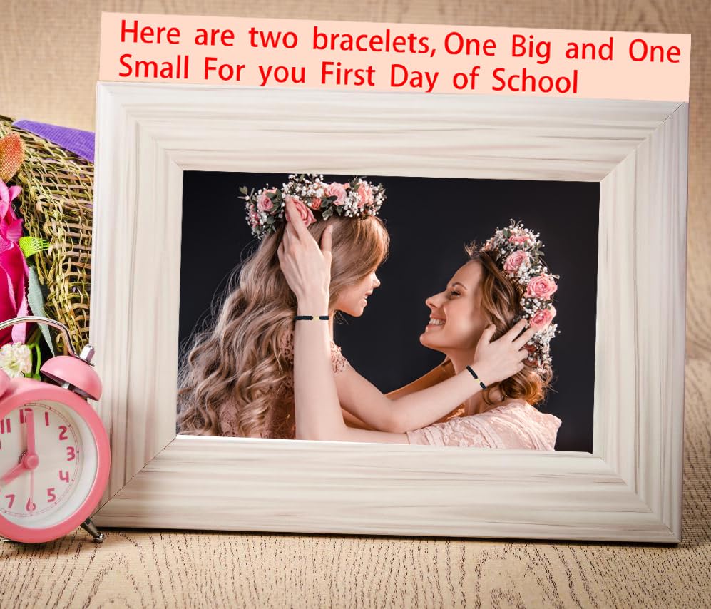 Image of First Day of Kindergarten Bracelets,First Day of School Bracelets for Mom and Daughter,Back to School Bracelet Pre-K Matching Heart Wish Adjustable Bracelet