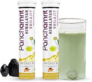Himalayan Shilajit Effervescent | Helps Boost Stamina & Performance, Improves Muscle Recovery |Enriched with Ashwagandha, Kaunch Beej, Safed Musli | 15 Tablets (Pack of 2)