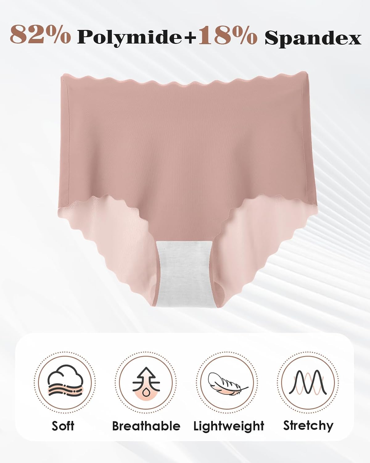 Seamless Underwear for Women No Show Panties Breathable Briefs Full Coverage Silky High Cut Cheeky Underwear Women Pack