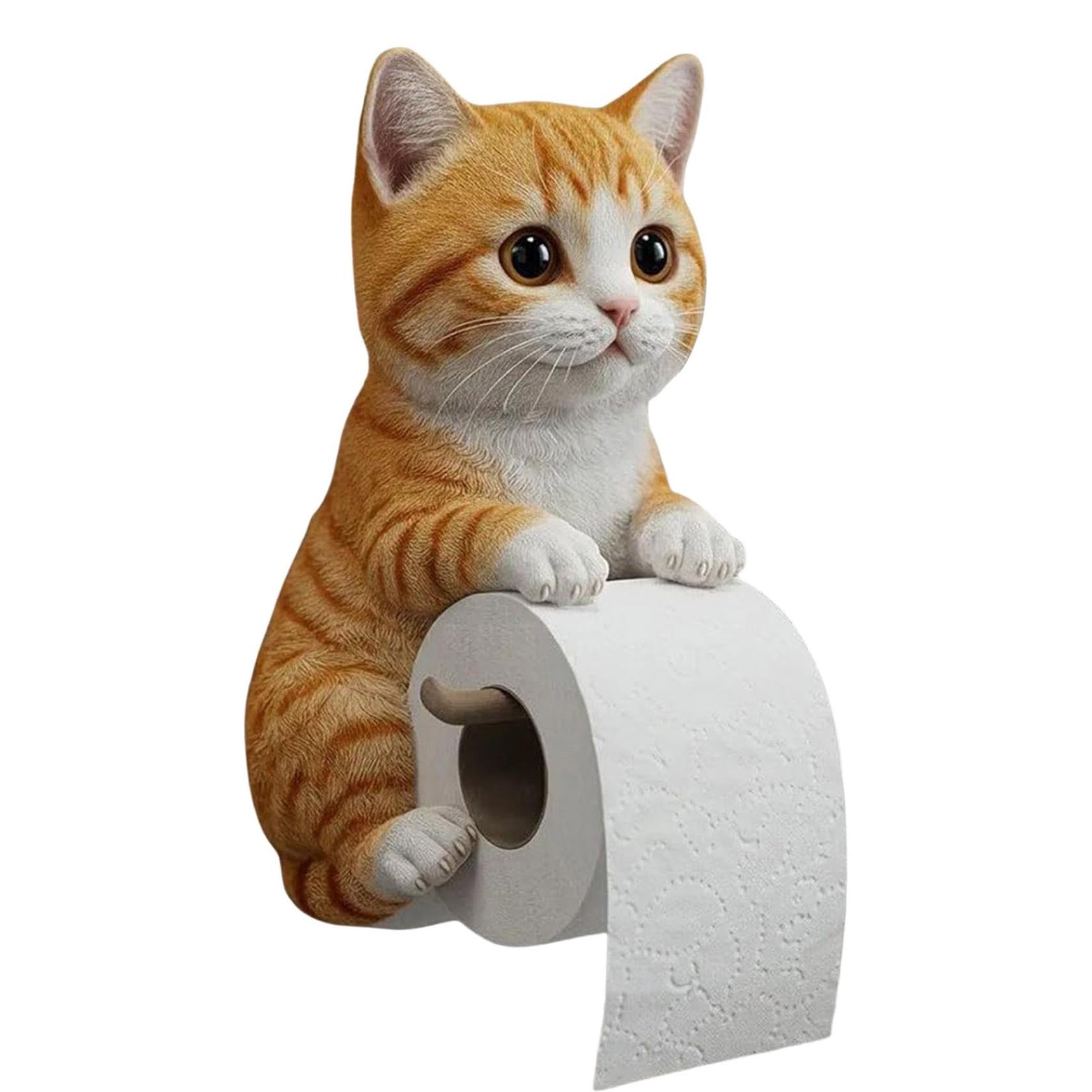 Cat Toilet Paper Holder, Cute Decorative Cat Bathroom Tissue Holder Toilet Paper Rack, Novelty Cat Toilet Roll Holder Wall Mount (F)