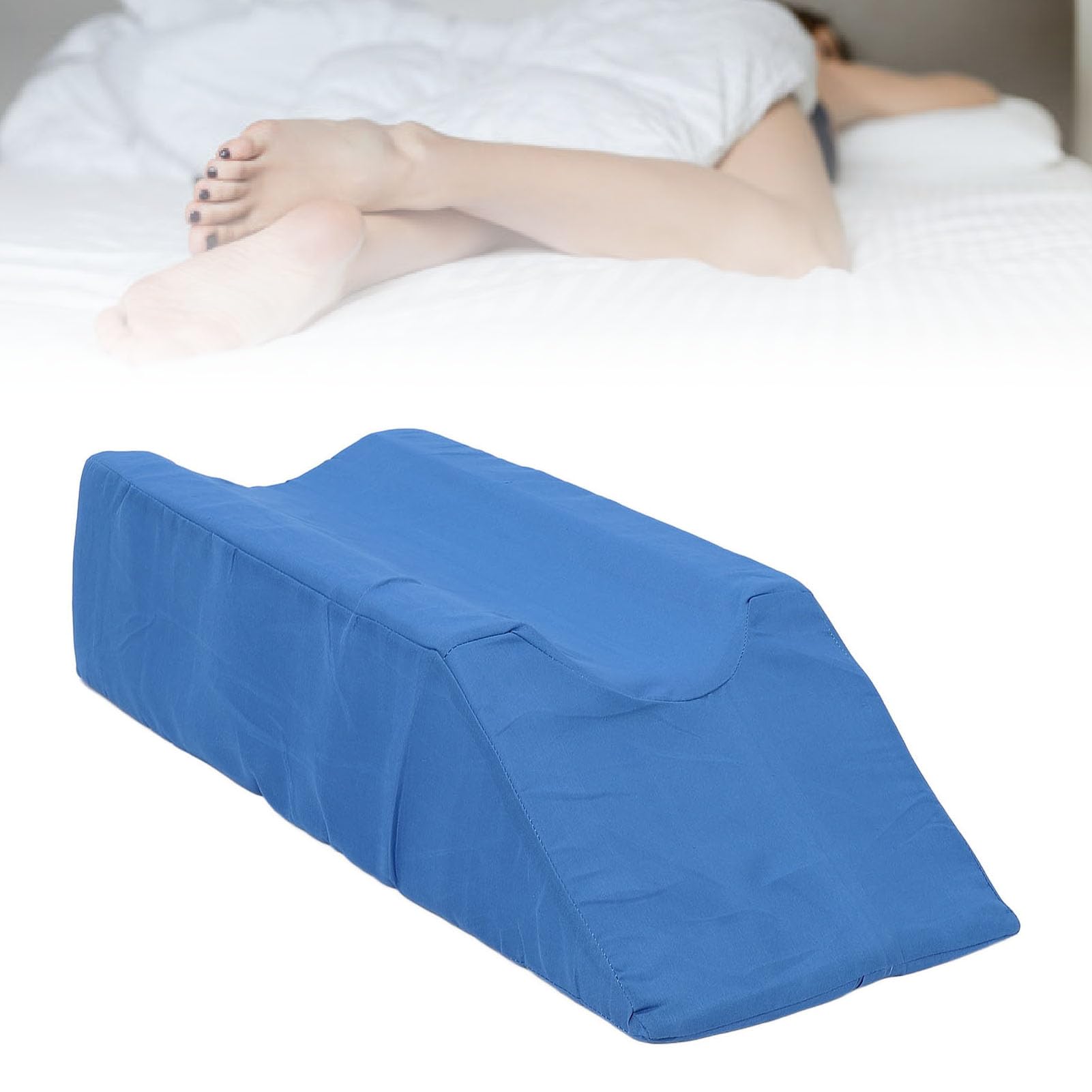 Pilipane Almohada de elevación de piernas, cojín ergonómico de espuma de alta densidad con diseño en forma de U para recuperación del sueño y alivio del dolor, azul, 59x28x15cm