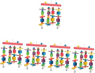 Balacoo 5 Pçs Brinquedo De Pássaro Papagaio Brinquedo Lenhoso Brinquedo Para Animais De Estimação Periquito Brinquedos De Papagaio Poleiros De Pássaro Gaiola De Pássaro Brinquedo Pingente