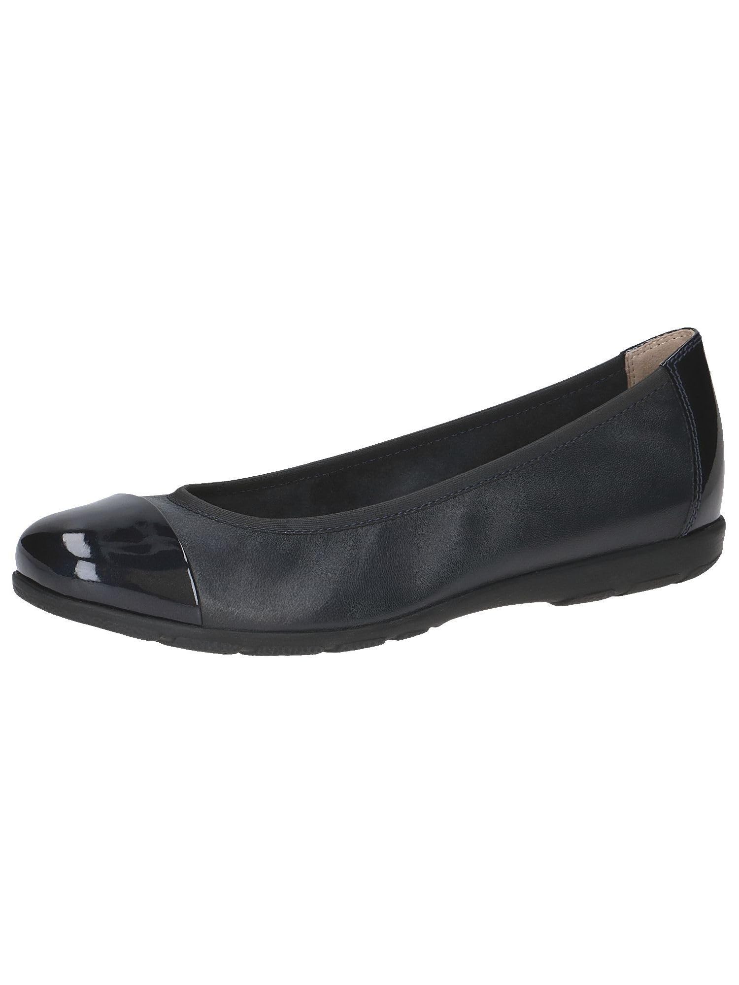 CAPRICE Women Ballet Flats Leather with Patent Finish, Blue (Ocean Comb), 3.5 UK