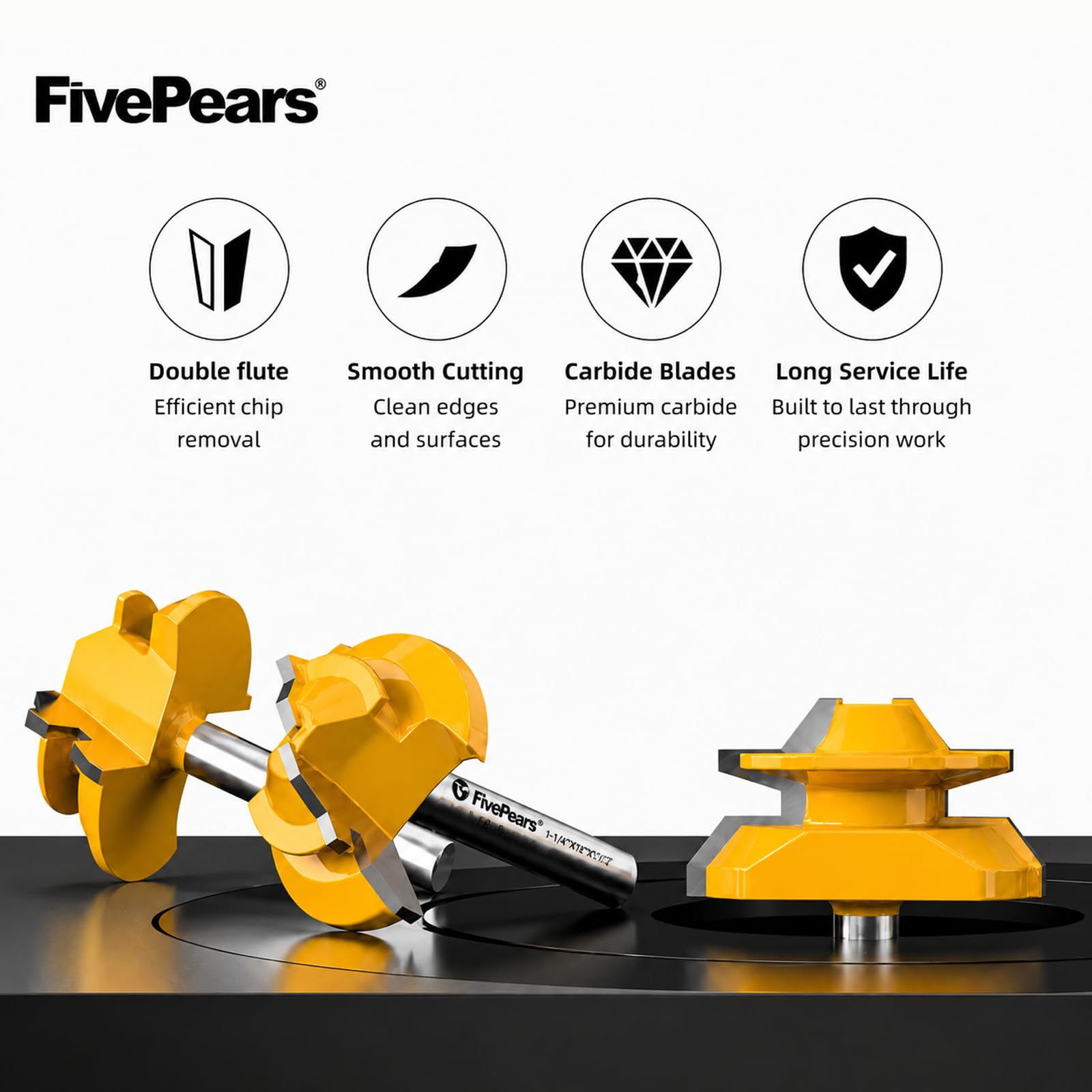 FIVEPEARS Lock Miter Router Bits - 3 Piece Set -4