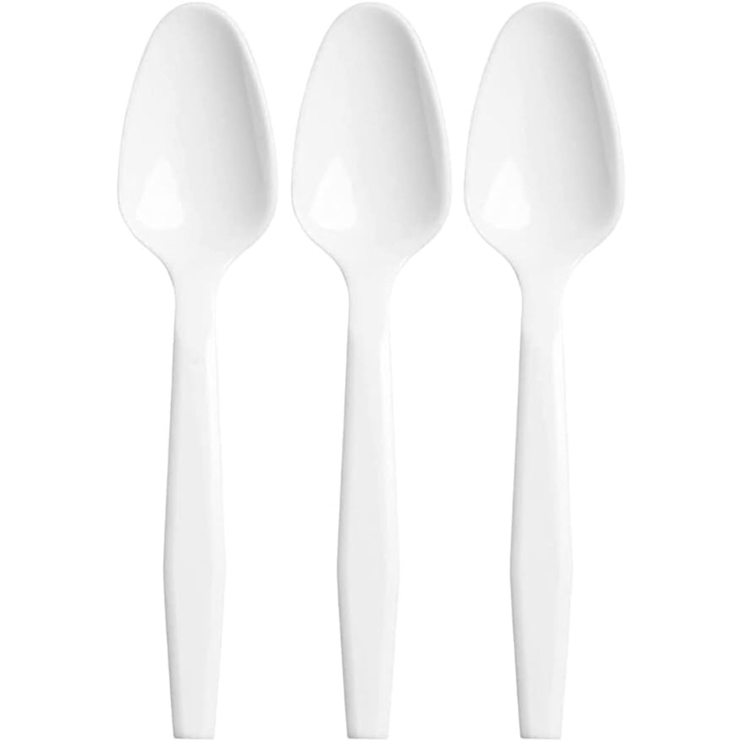 Lot De 100 Cuillères En Plastique Blanc Réutilisables - Biodégradables Micro-ondes 15,2 Cm Pour Fêtes Et Usage Quotidien