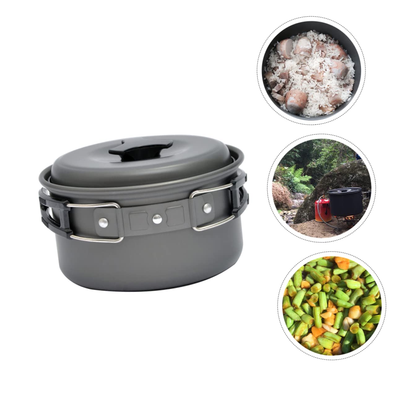 OSOLADY 1Pc Folding Camping Pot Lightweight Travel Pot for Hiking Outdoor Cooking Compact Design for for Camping Picnics Non Stick