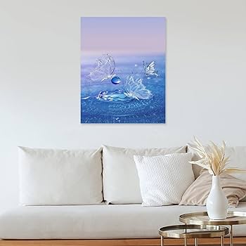 Amazon.co.jp: 絵画 3 匹の蝶が水の上を飛んでいますインテリア