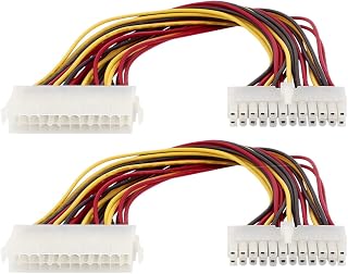 Aexit Adaptador de cabo de alimentação para placa-mãe ATX 20 pinos fêmea para 24 pinos macho 2pcs