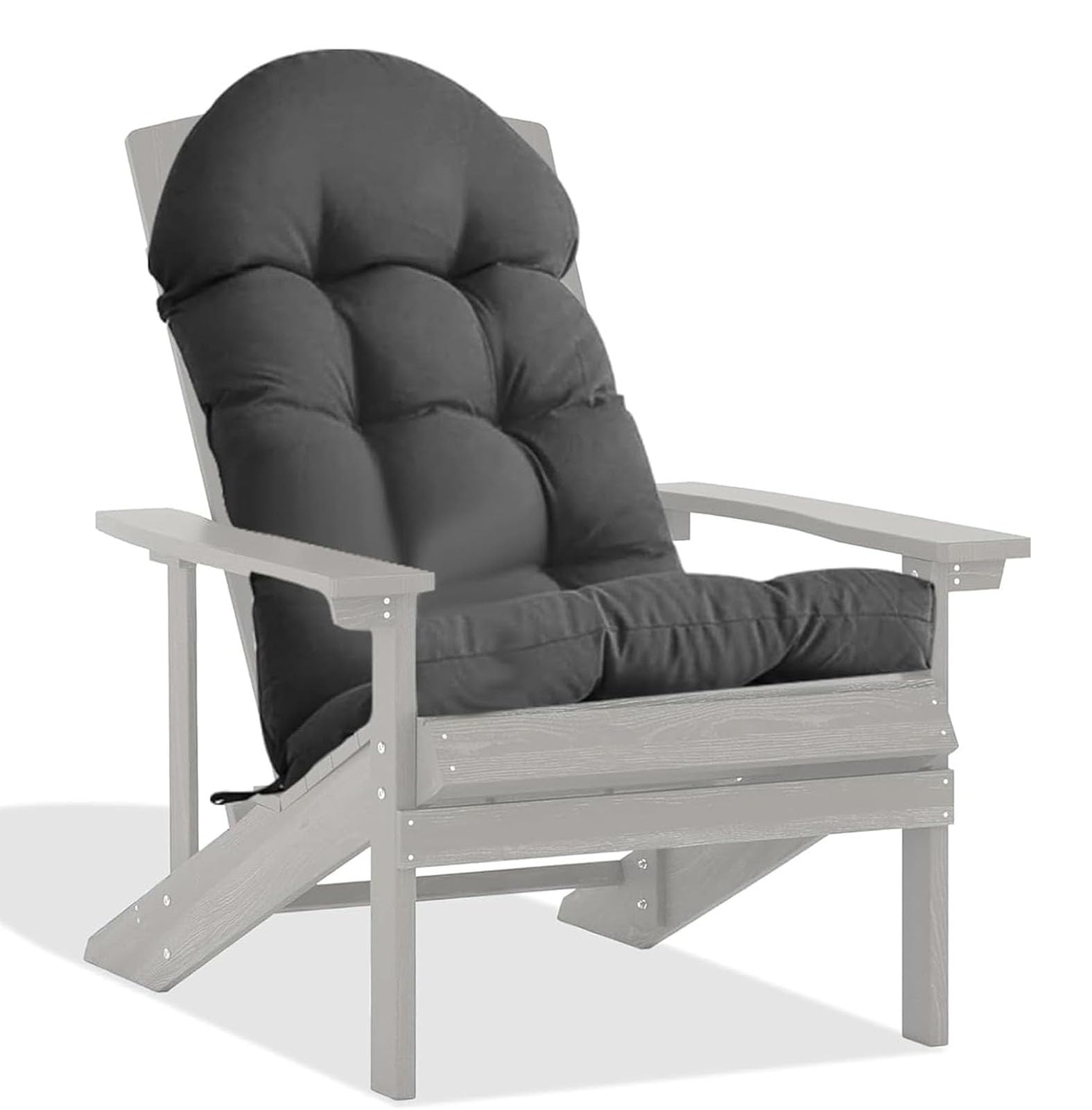 Cojín Monobloque Acolchado Respaldo Alto para Silla Terraza Exterior Jardín Sillón Reclinable con Correas De Fijación Muebles Solárium Interiores Cojín Recambio