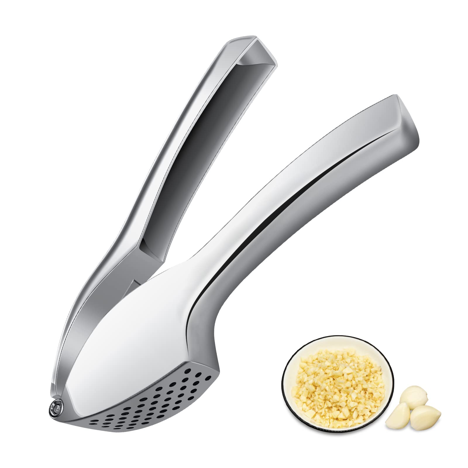 Presse-Ail En Inox Professionnel – Facile à Utiliser, Passe Au Lave-Vaisselle, Avec Éplucheur Et Brosse