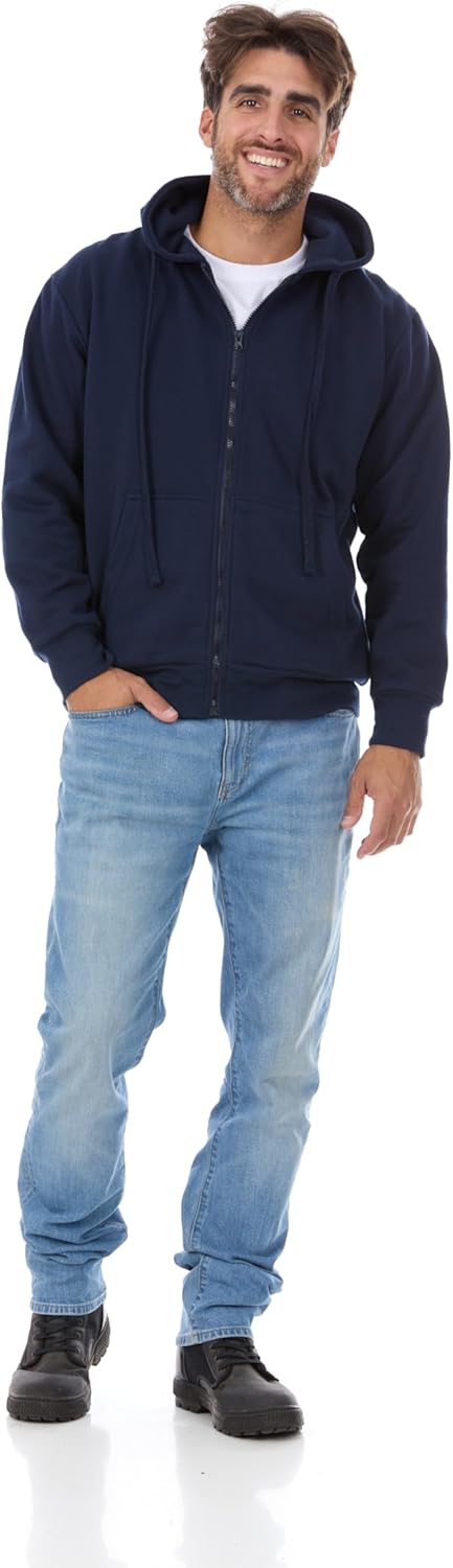 Mens Fleece Hoodie - Thermal lined sweatshirt - Cotton Blend Jacket Zipper Front