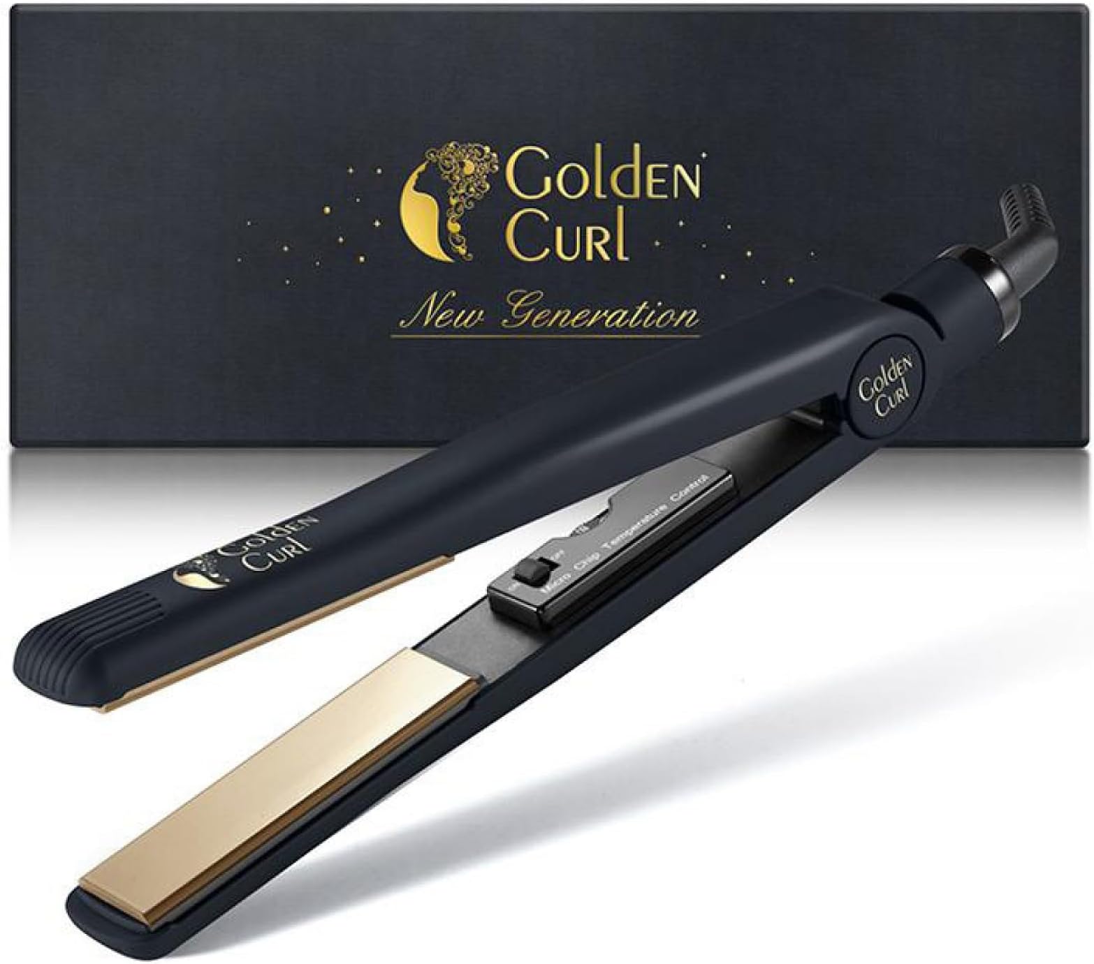 Golden Curl Hair Straightener Flat Iron Styler - 5 Year Peace of Mind - 2 in 1 Portable Hair Styling Tool with Coated Floating Plates for Straightening & Curling at Home or Travel (Gold)