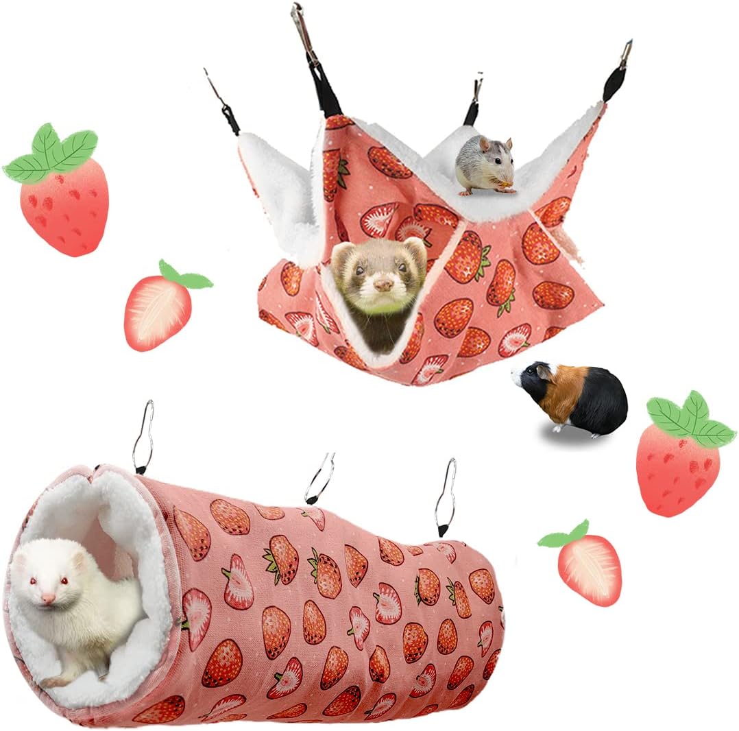 LYART Guinea Pig Rat Ferret Hammock and Warm Bed Small Pet Hideout Tunnel Cav...