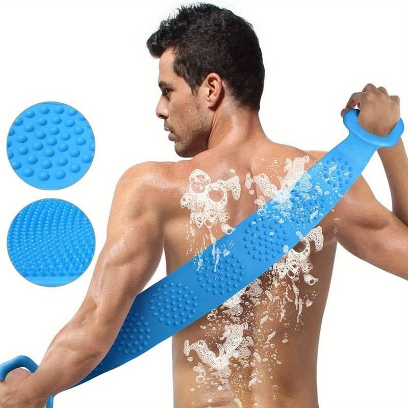 iYOGIzz Silicone Body Back Scrubber, Double-Sided Exfoliating Bath Brush | Deep Cleansing & Massage Belt for Shower & Dead Skin Removal (Medium) 1