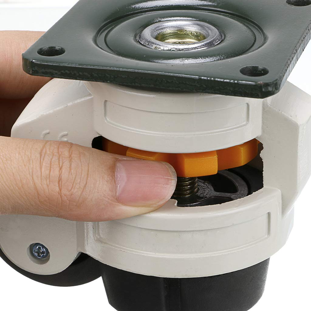 Skelang 4 Pcs 40F Leveling Machine Caster, Top Plate Leveling Wheel with Retractable NBR Pad for Heavy Workbench Table, Electric Equipment, Bank Device, Vending Machine, Total Loading Capacity 330 Lbs